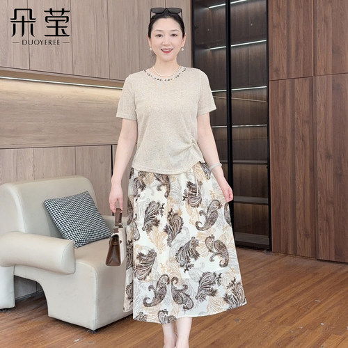 朵莹新款妈妈夏装短袖t恤套装