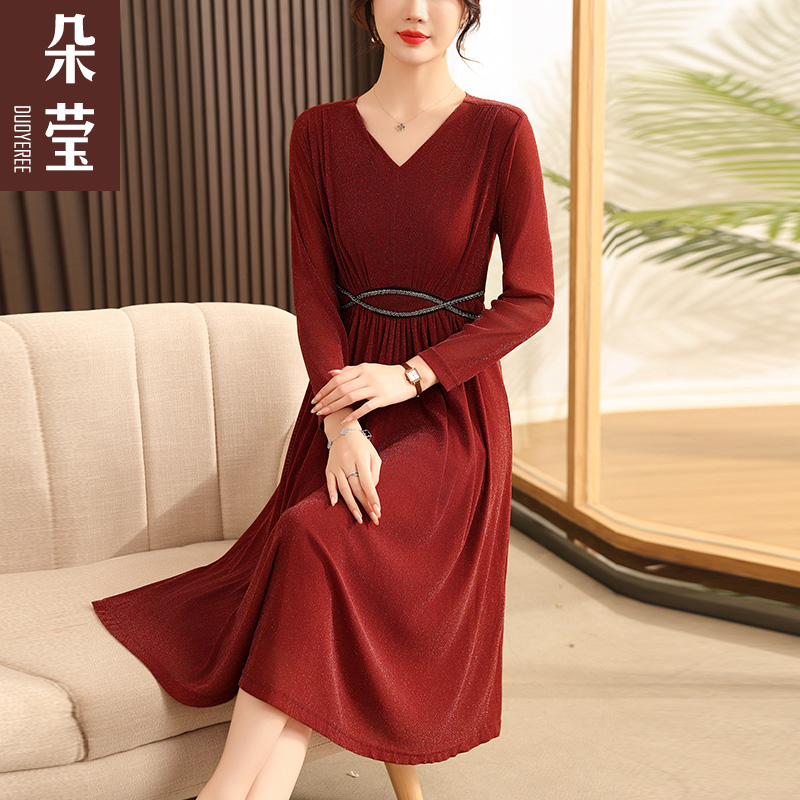 妈妈春秋高贵连衣裙喜婆婆婚宴装
