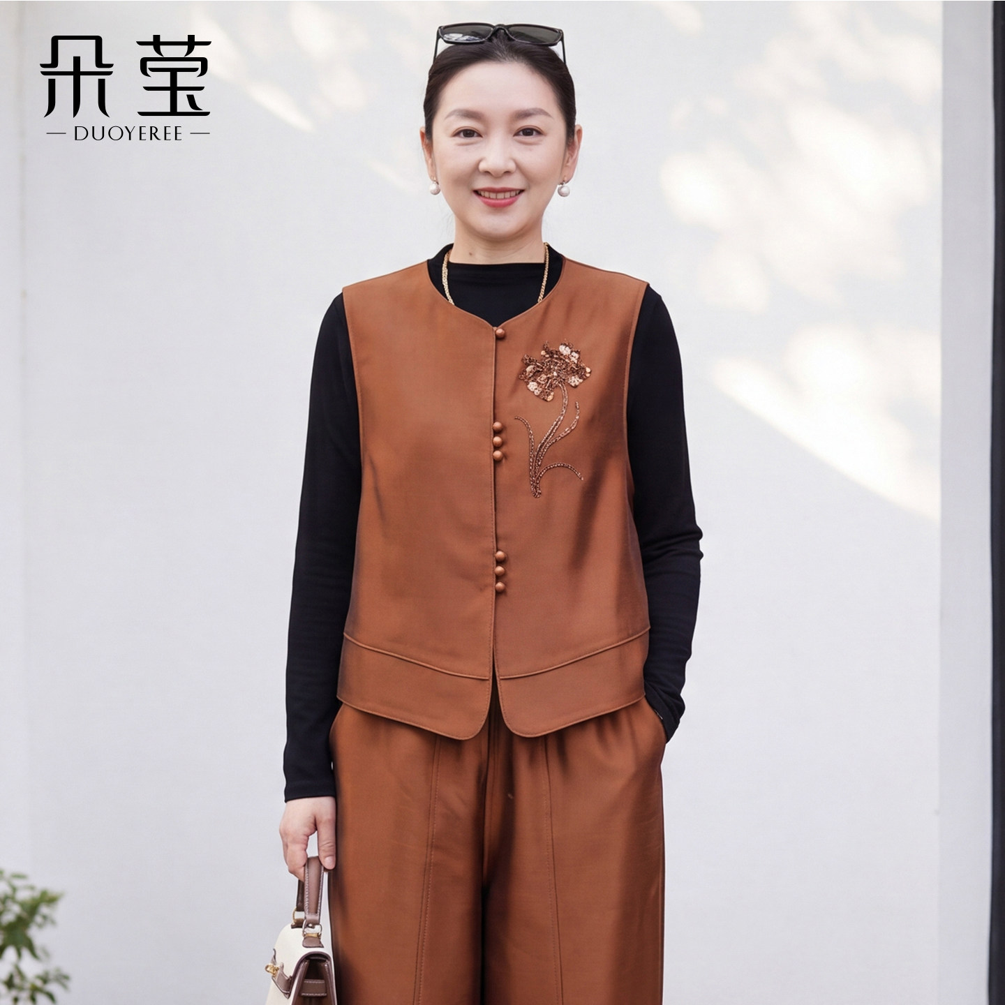 朵莹中老年妈妈秋装新中式套装