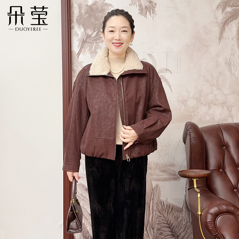 朵莹妈妈冬装皮毛一体夹克衫外套