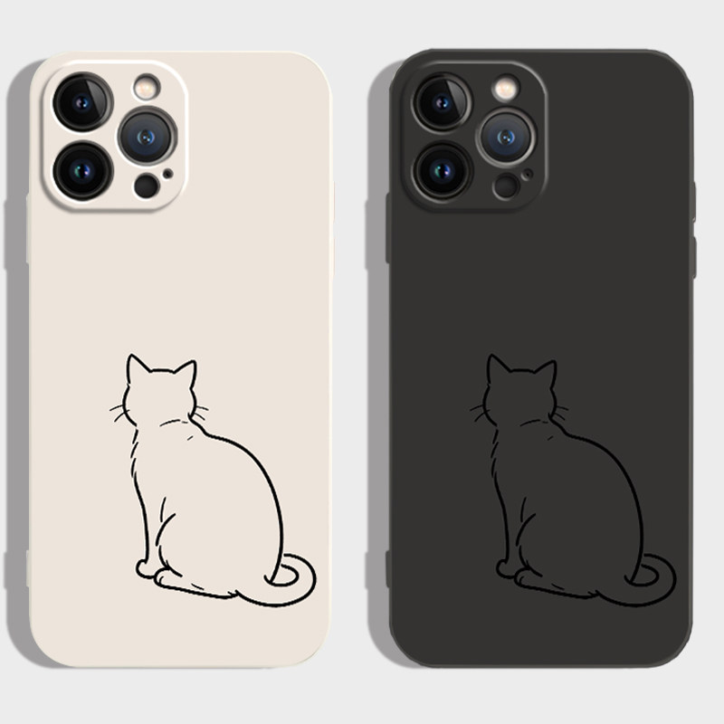 简约猫咪适用苹果15promax手机壳iPhone17pro软壳16plus保护套14pm全包13mini小众12pro防摔11promax新品se3