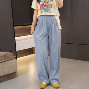200斤胖mm高腰百搭显瘦拖地裤 夏季 100 直筒裤 超薄休闲松紧腰大码