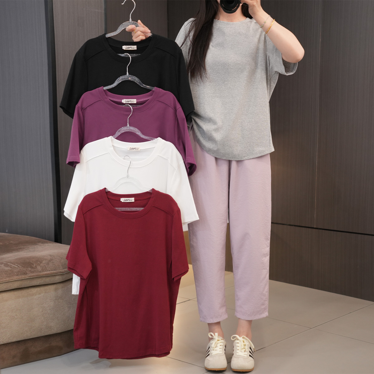 夏季闭眼入小众纯色简约短袖T恤