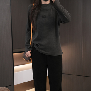200斤胖妹妹百搭显瘦内搭 120 冬季 小众设计感字母贴标德绒打底衫