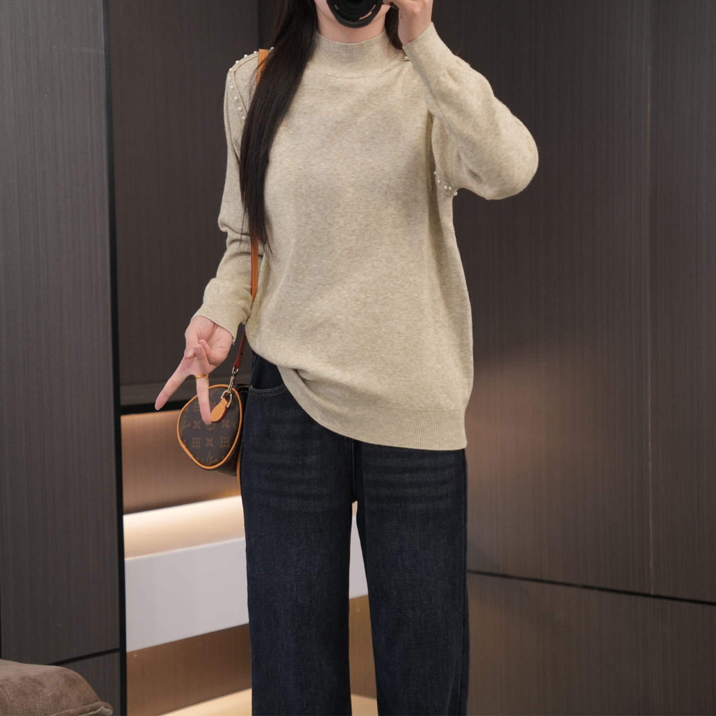 闭眼入设计感钉珠显瘦大码毛衣