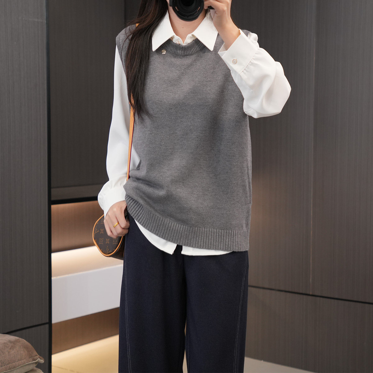 秋季必入学院风气质叠穿针织马甲