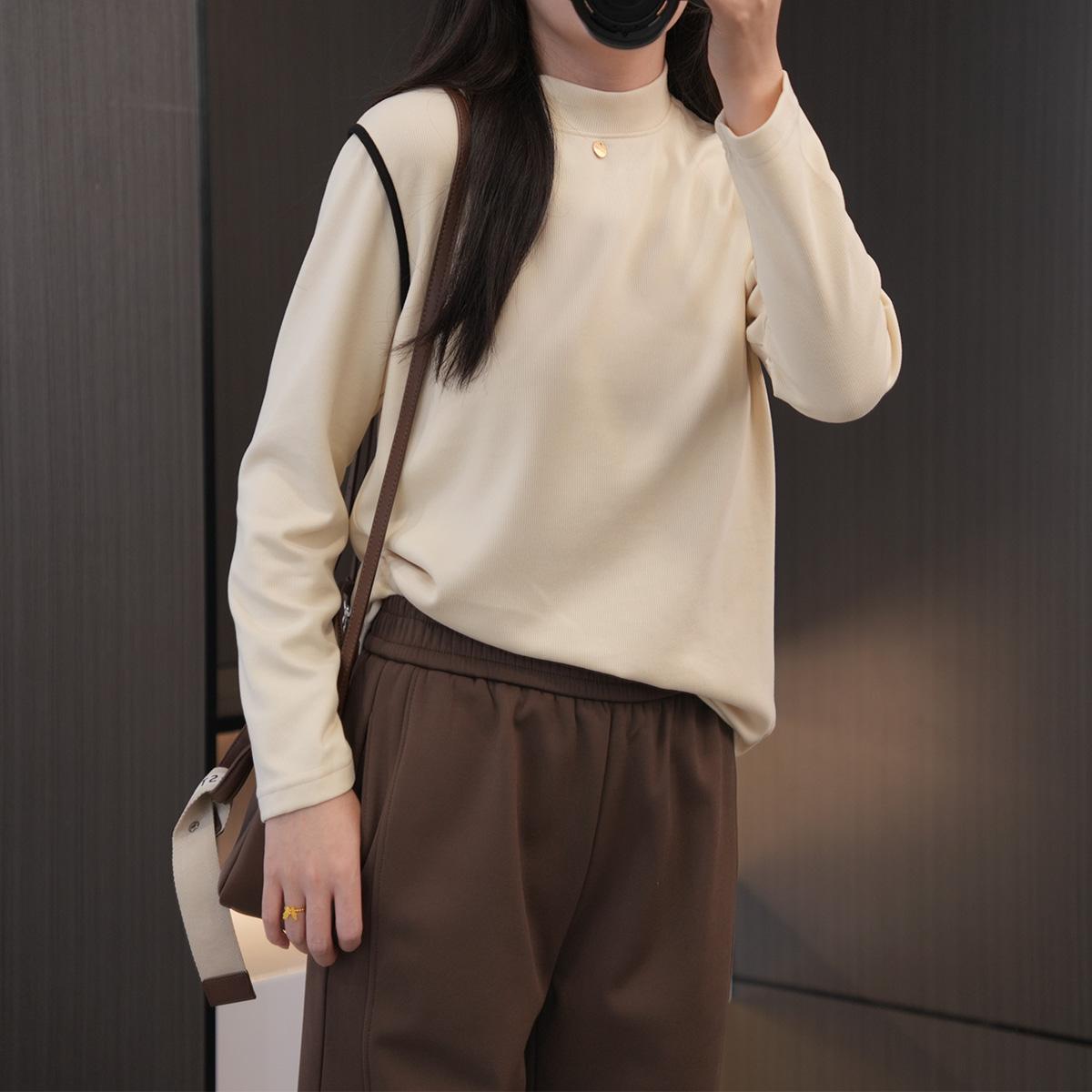 秋冬必入撞色保暖亲肤大码打底衫