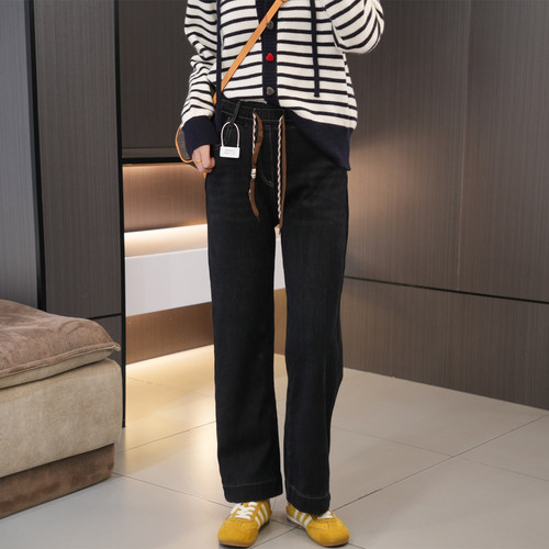 初冬必入大码高腰双抽绳直筒裤