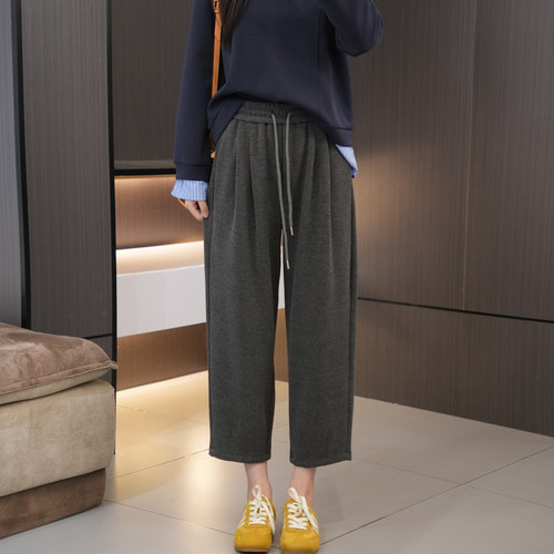 秋季必入高腰抽绳大码休闲哈伦裤