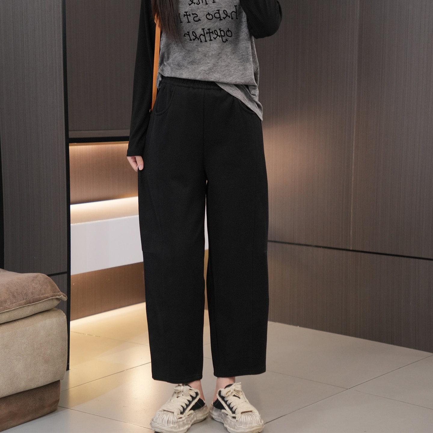 大码女装高腰显瘦休闲气球裤冬季胖妹妹加绒保暖舒适松紧腰休闲裤,女装/女士精品,大码裤装,淘宝优惠券,粉丝福利购,淘宝优惠卷