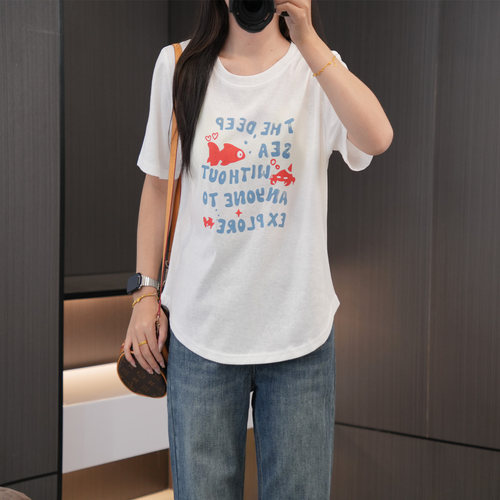 夏季必入薄款巨显瘦印花短袖T恤