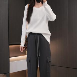 200斤胖妹妹百搭显瘦长袖 早春新款 120 打底衫 T恤 加厚纯色圆领大码