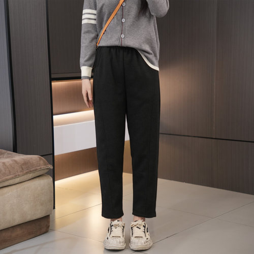 大码女装加绒加厚松紧腰哈伦裤 冬季200斤胖mm高腰百搭显瘦休闲裤