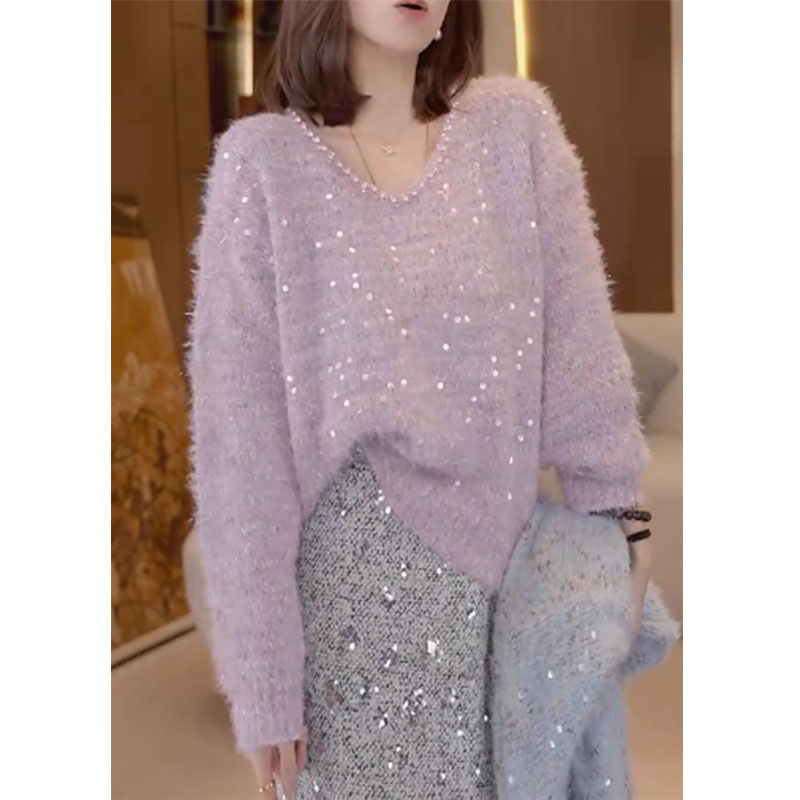 减龄显瘦洋气亮片内搭针织衫上衣