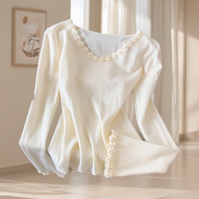 休闲时尚洋气木耳边打底衫女