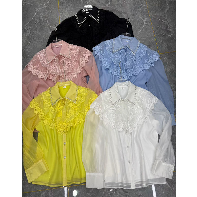 春春网红新款时尚韩版减龄洋气花边披肩领设计感衬衫上衣女
