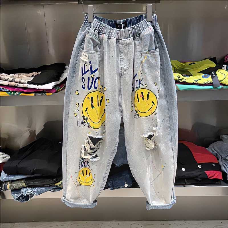 常规2023年夏季牛仔布哈伦裤九分