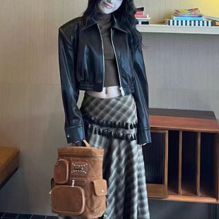短款机车夹克小皮衣女2026早春新款港风高级感翻领宽松外套潮
