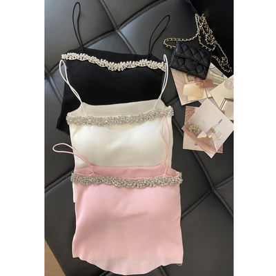 花边弹力速干透气胸垫吊带背心