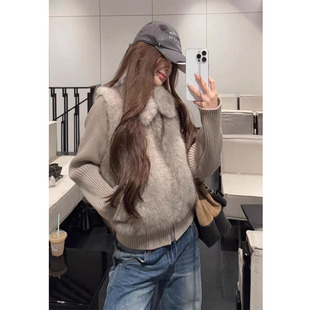 小个子针织袖 年轻环保皮草毛毛外套女短款 马甲 新款 2026春季