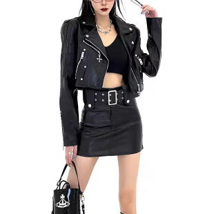 拉链皮衣外套女机车酷辣妹炸街上衣 短款 春装 2026年新款