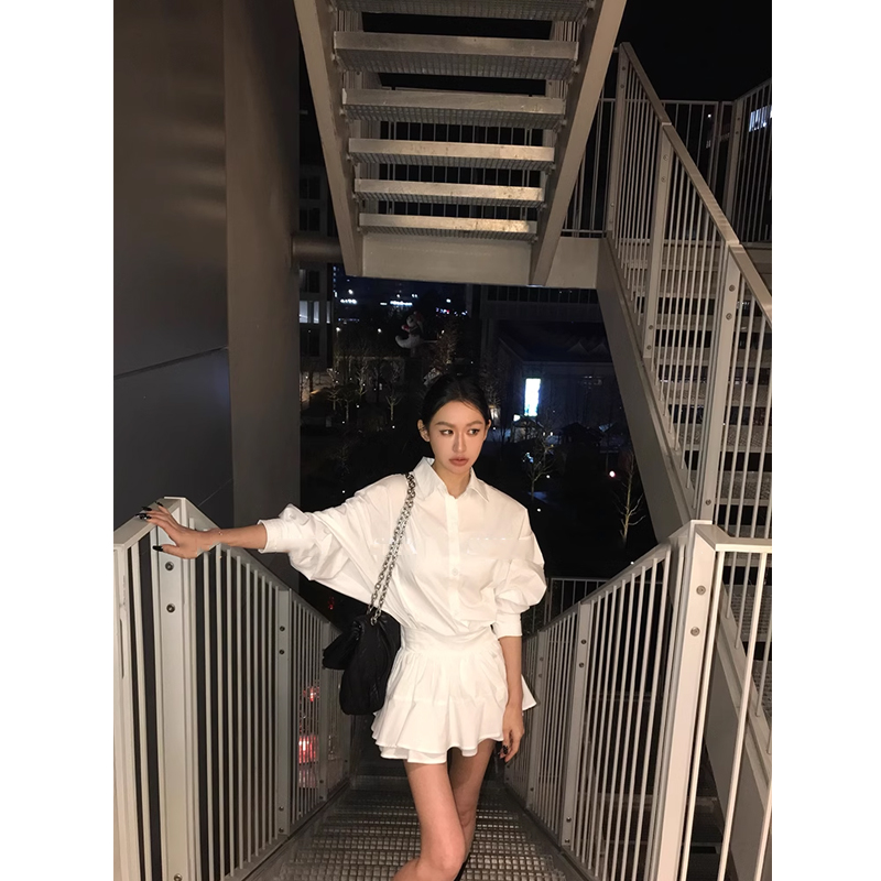 2024年秋季防皱衬衫短裙套装女