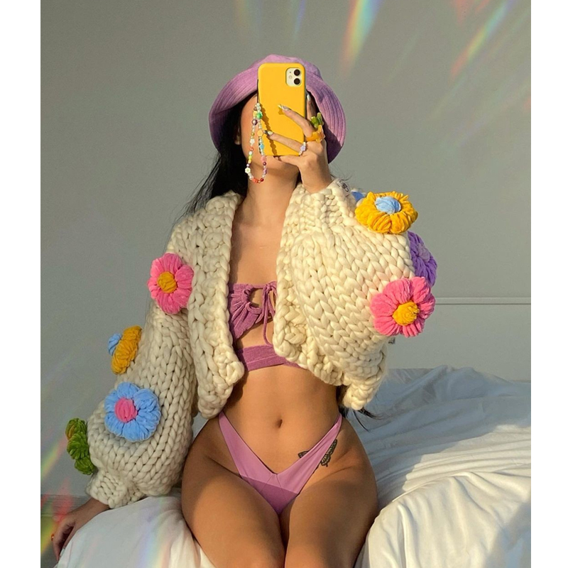 加厚大版宽松毛衣短外套软糯上衣