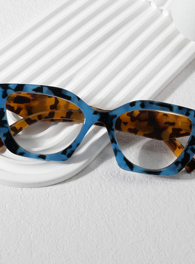 新款复古时尚彩框防蓝光老花镜蝴蝶异形中老年弹簧腿阅读老花眼镜