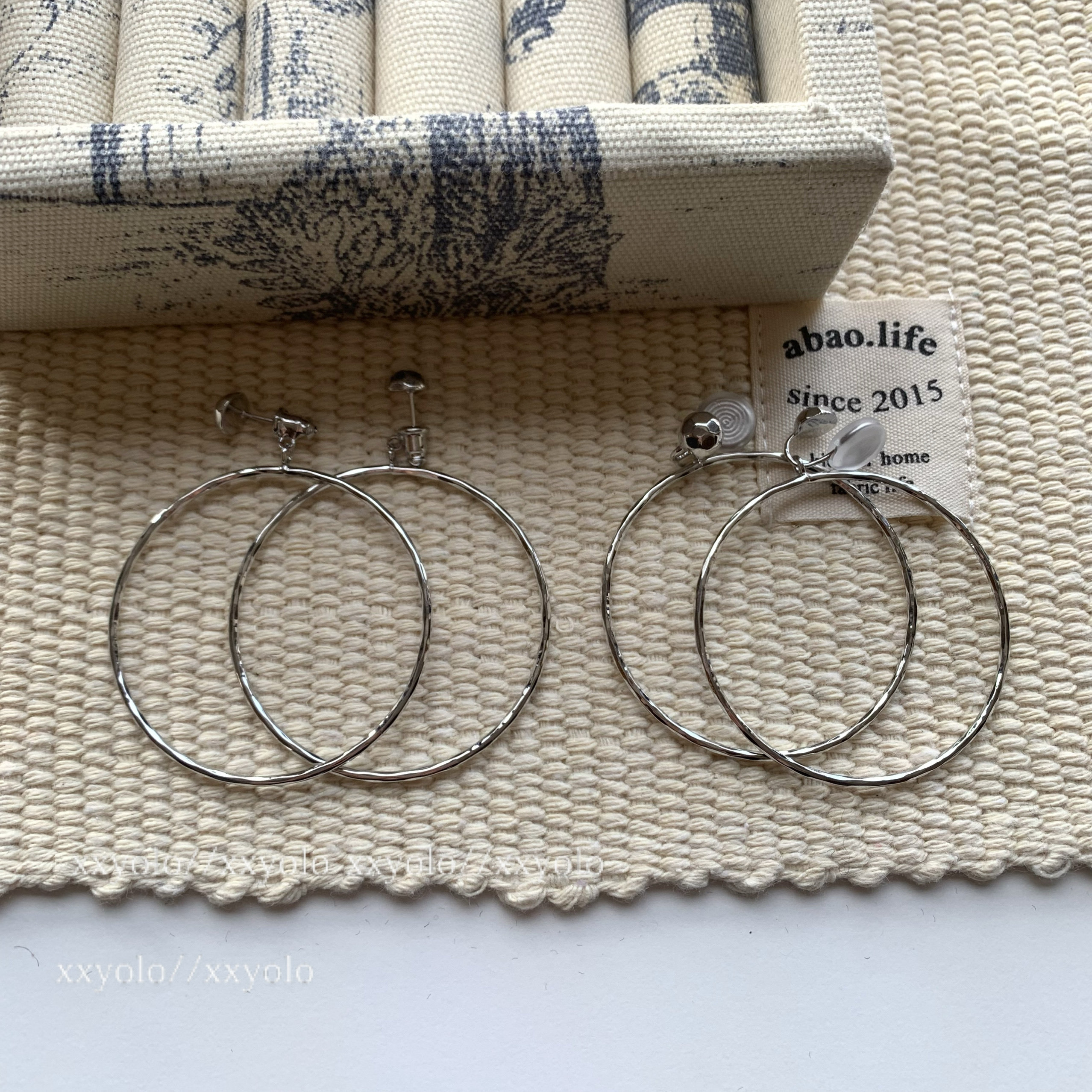 xxyolo/ 韩女古早 ins风简约百搭修饰脸型大素圈金属耳环耳夹
