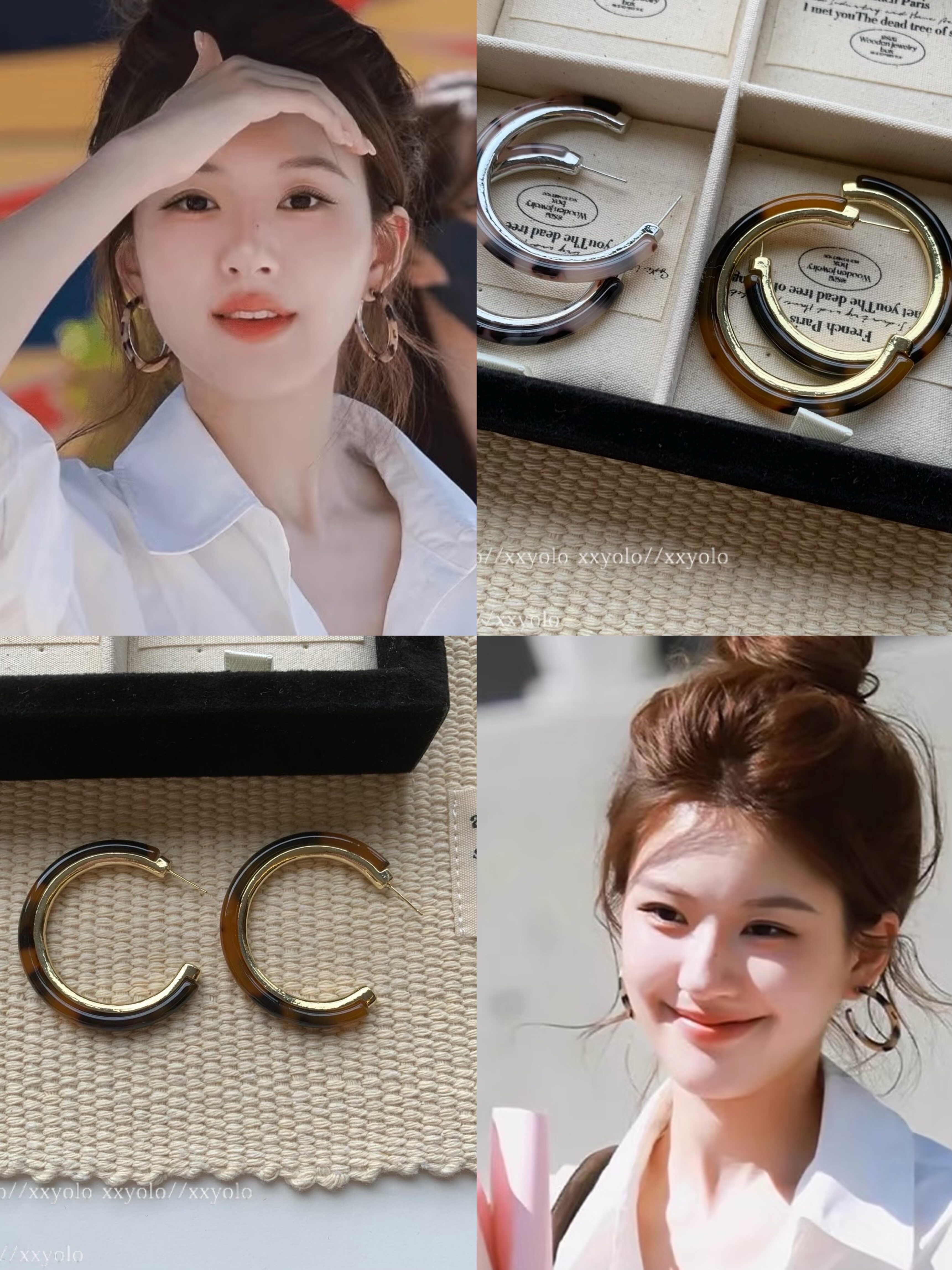 xxyolo/蛮好假日 露思同款法式复古豹纹大圈时尚设计感耳环耳饰