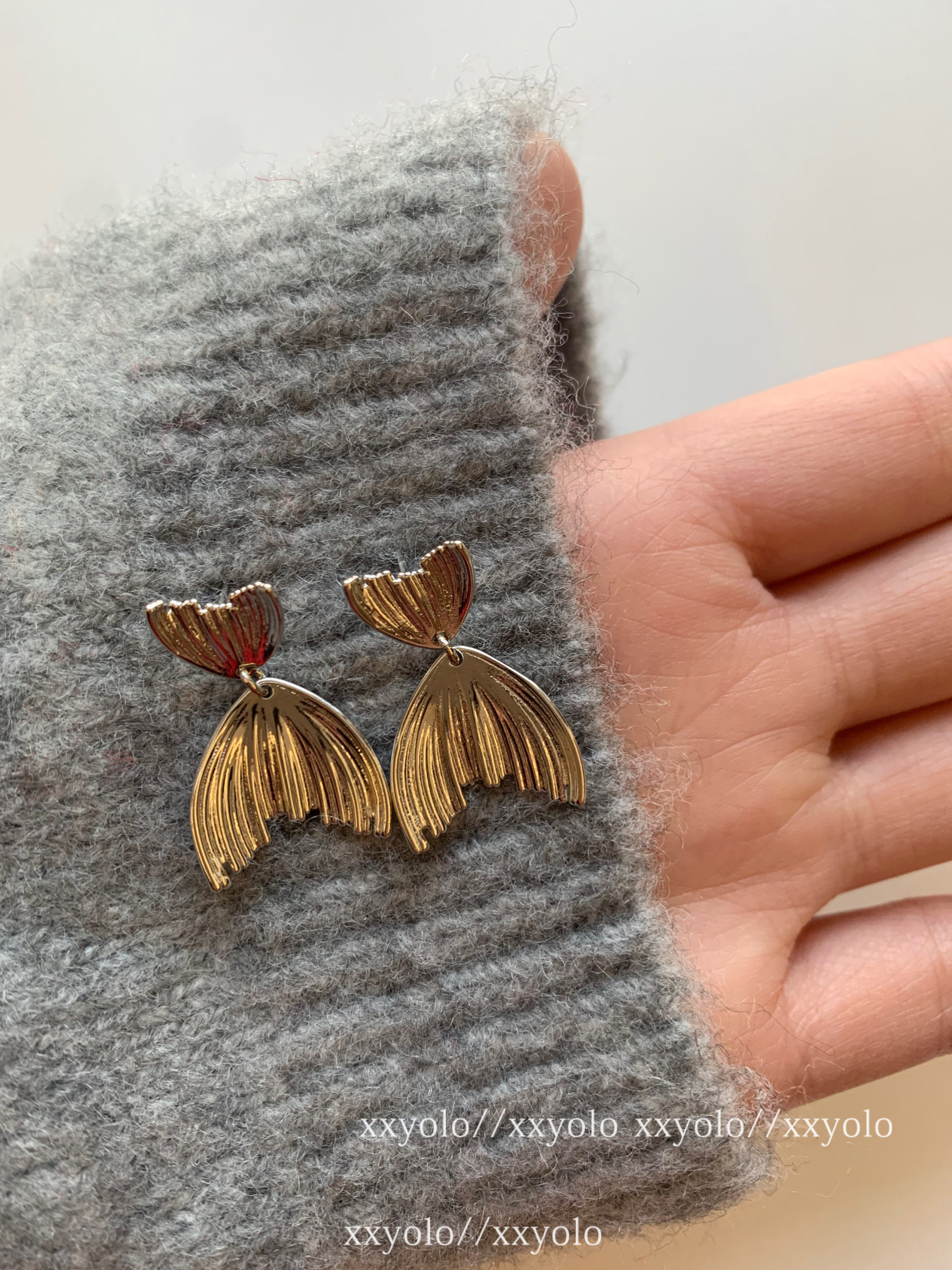 xxyolo/ 韩系小美人金属鱼尾少女感小众气质高级是25耳环耳夹,饰品/流行首饰/时尚饰品新,耳钉,淘宝优惠券,粉丝福利购,淘宝优惠卷