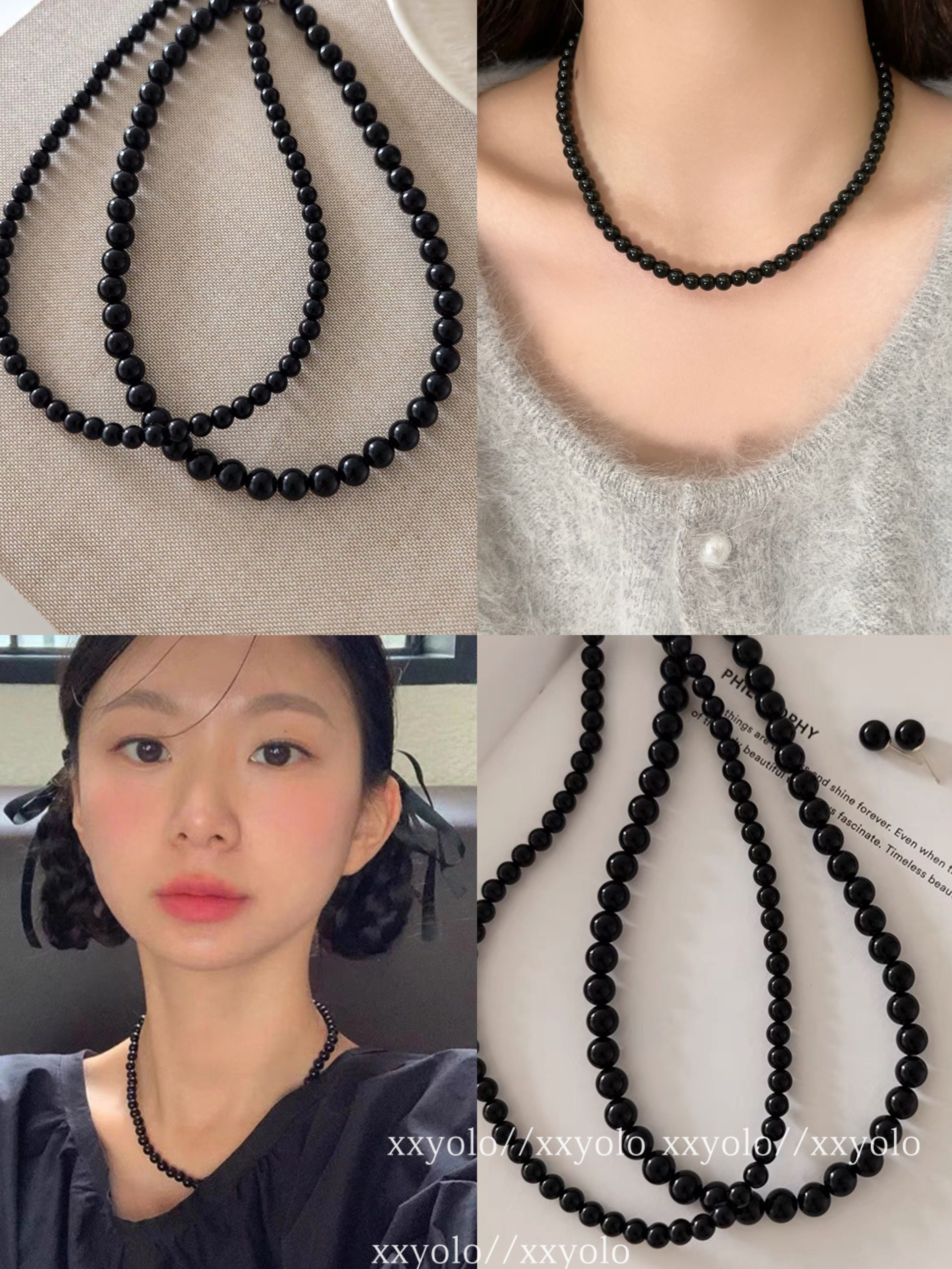 xxyolo女手作串珠黑色项链