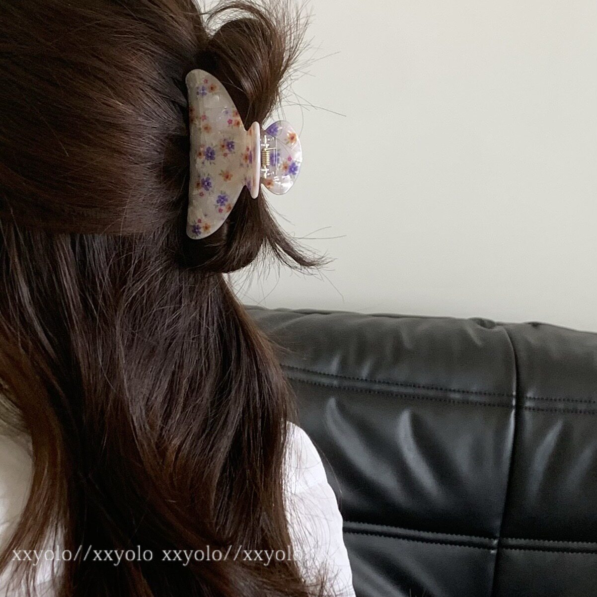 xxyolo/烂漫山野 复古碎花女气质优雅印花盘发鲨鱼夹抓夹