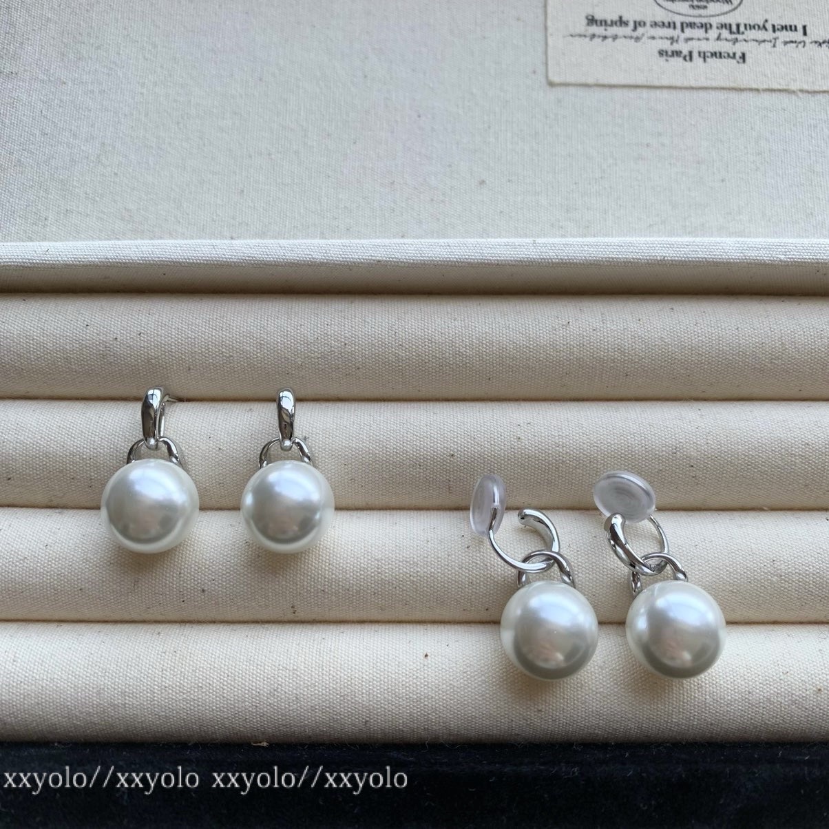 xxyolo/珍珠之恋 娜比同款气质简约珍珠金属轻奢高级感耳环耳夹