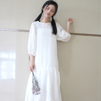 森女系长裙花瓣裙鱼尾连衣裙