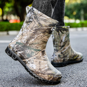 中筒男迷彩雨鞋 户外钓鱼工地露营探险男防泼防水防滑耐油男生雨靴
