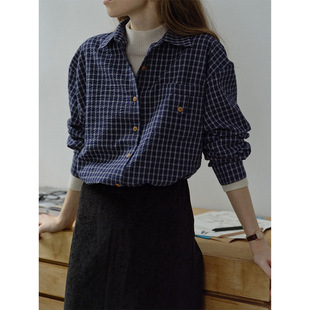 高级感office 衬衫 女2026早春新款 百搭 siren撞色格子休闲百搭长袖