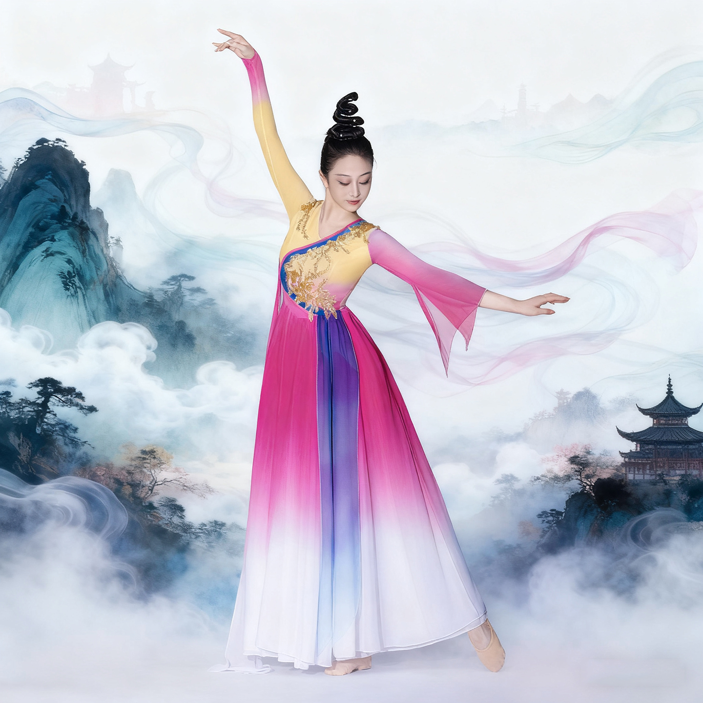 仙气飘飘古典舞服装飘逸绝美练功服2025新款古典舞演出服身韵纱衣