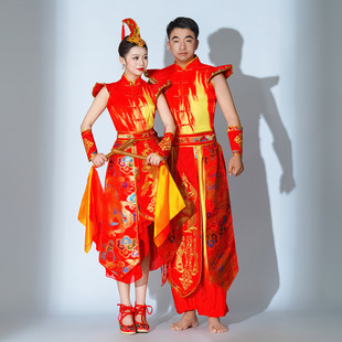 打鼓演出服装2026新款男女舞龙舞狮敲鼓服装威风锣鼓庆典演出服