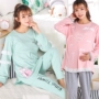 Mang thai phụ nữ mang thai Đồ ngủ phụ nữ cotton cho con bú tháng quần áo mùa xuân và mùa thu dài tay sau sinh có thể được mặc bên ngoài dịch vụ nhà điều dưỡng - Giải trí mặc / Mum mặc quần cho bà bầu