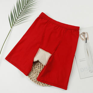 夏薄款四分棉质打底裤加档免穿内裤弹力透气五分裤安全防走光短裤