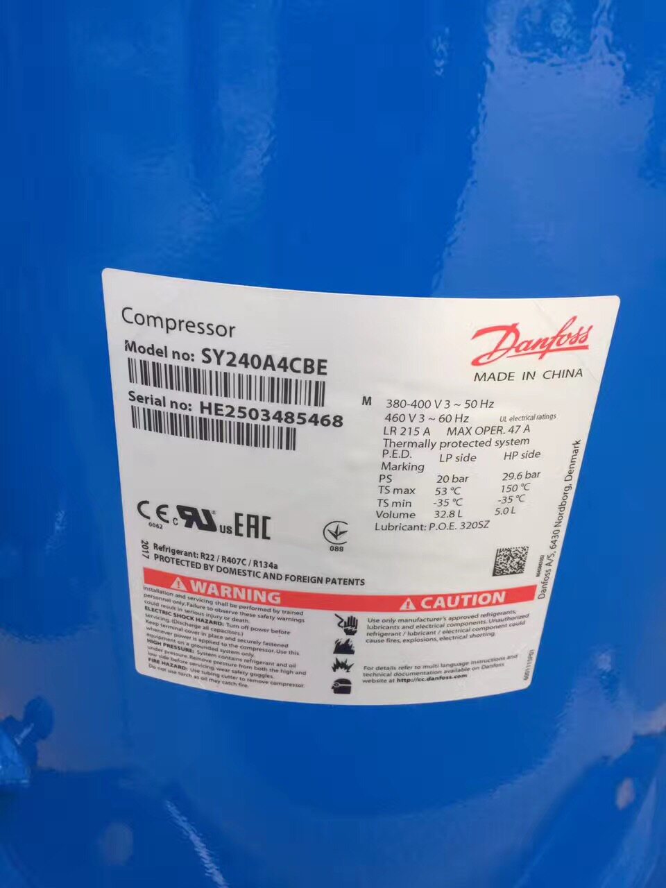 原syvbp压40a24cbe sy240a4cbd cba装百福马20匹冷库 空调丹佛斯