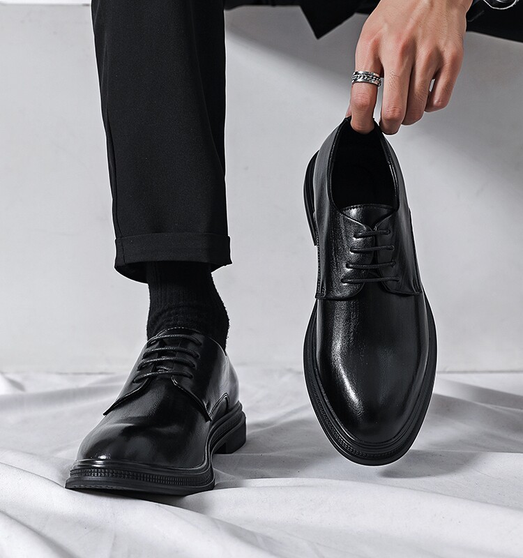 皮鞋男款正装商务夏季真皮休闲英伦公务员面试黑色结婚新郎西装鞋
