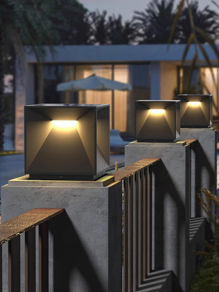 户外太阳能防水柱头灯别墅大门柱子接电围墙灯花园庭院室外门柱灯