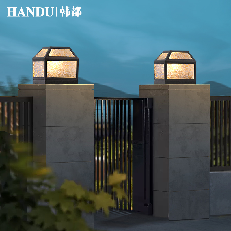 太阳能柱头灯户外大门柱子灯防水花园庭院灯别墅围墙灯室外墙柱灯