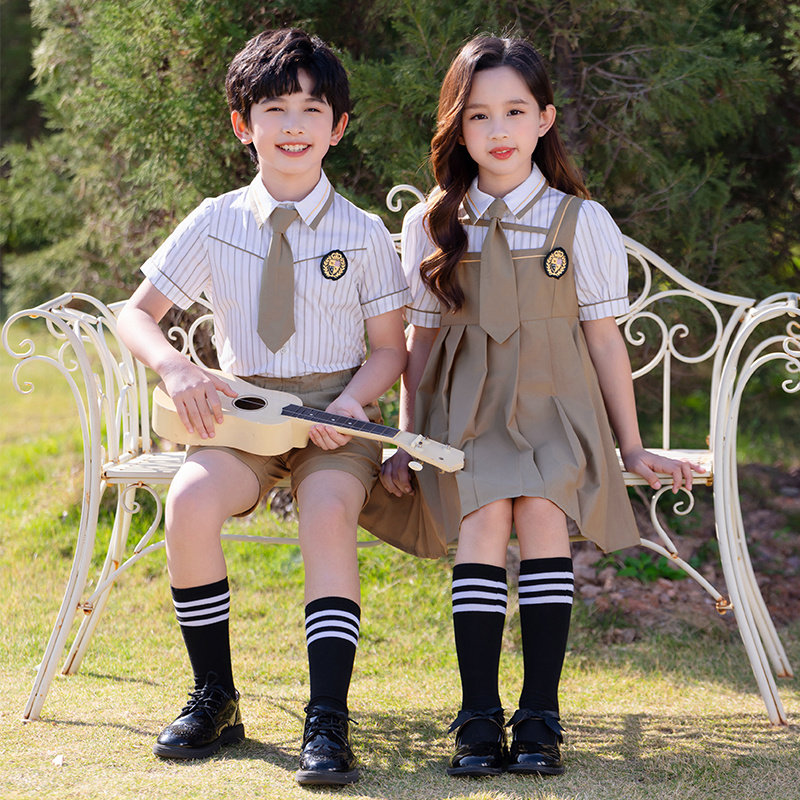 校服小学生套装六一儿童演出服幼儿园园服夏季英伦风毕业短袖班服