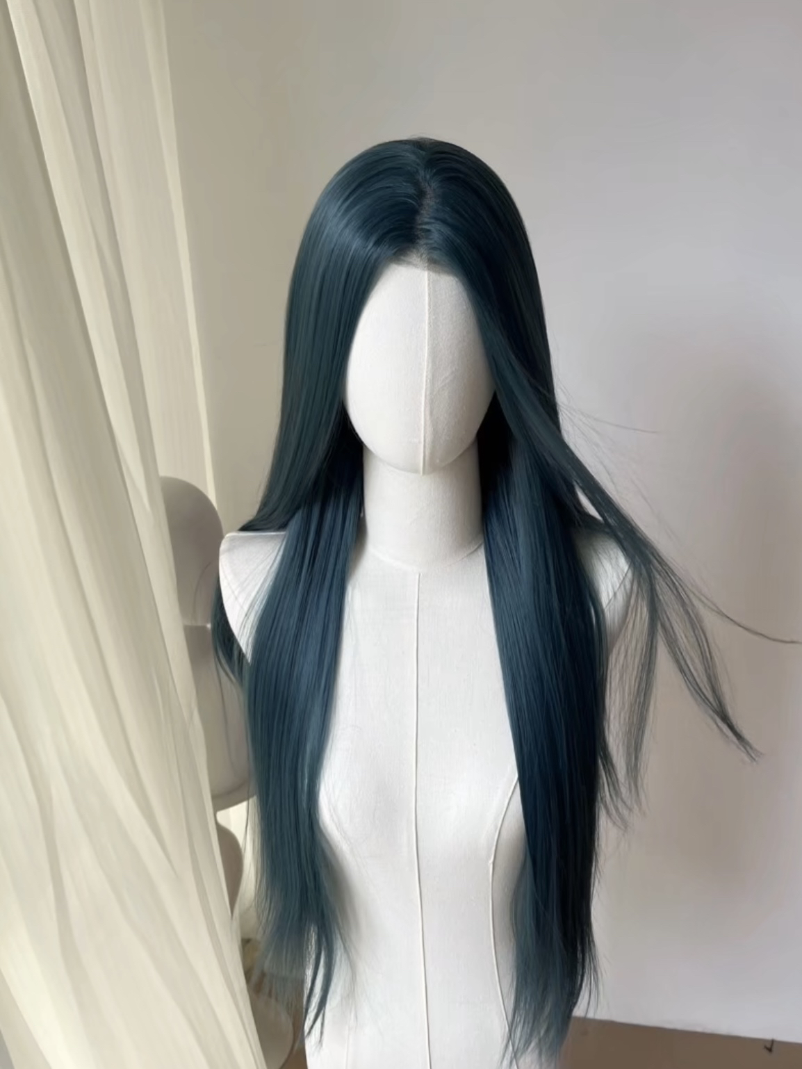 青黛荀彧文丑代号鸢前额蕾丝墨绿假发整顶手钩大蕾丝梅花十三