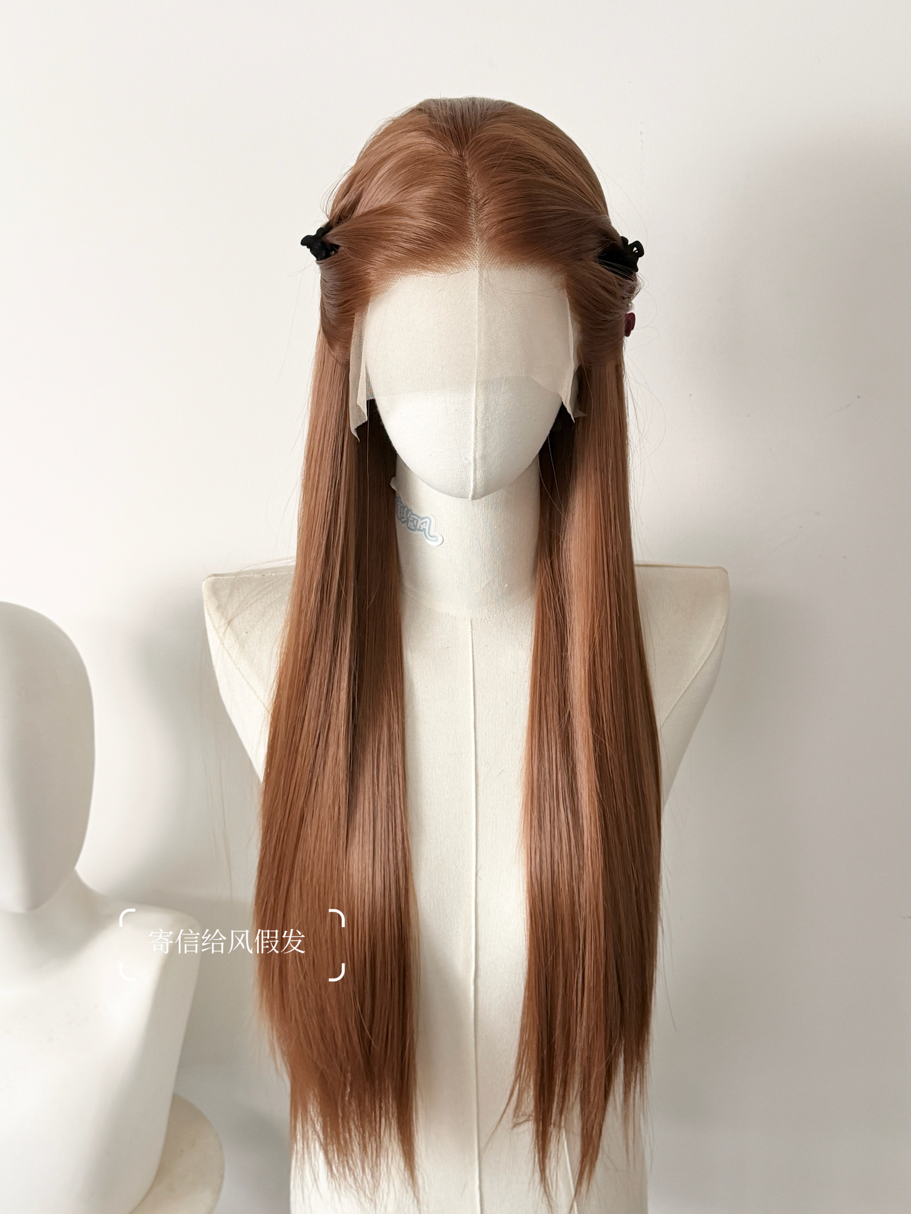 枫叶红棕色咖色手钩前额大蕾丝假发整顶随意分缝cos毛胚自然仿真