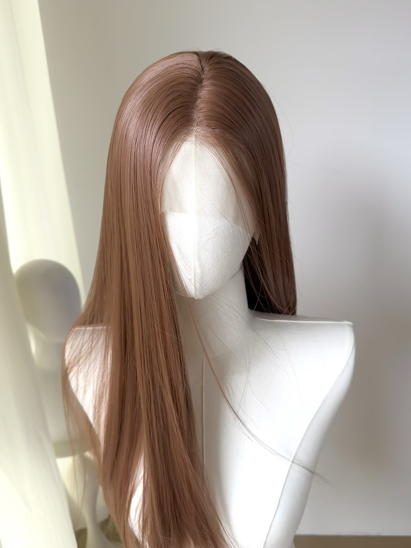 焦糖橘棕暖棕色手钩假发全头套女仿真发大额蕾丝cosplay孙尚香