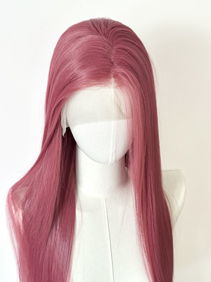 浅红色前额蕾丝手钩假发cos毛胚